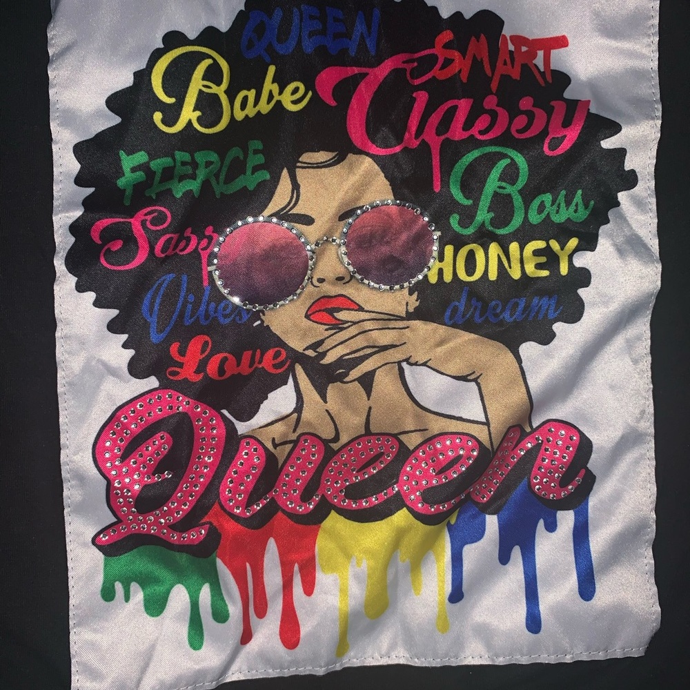 Plus size Rhinestone Queen Drip patch top